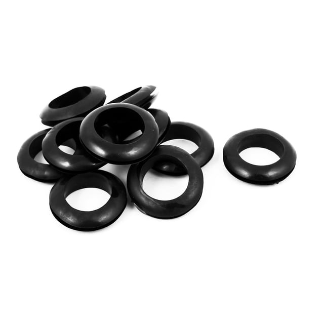 Unique Bargains 30mm Inner Dia Double Sides Rubber Wire Grommets Gasket Ring Cable Black 10 PCS
