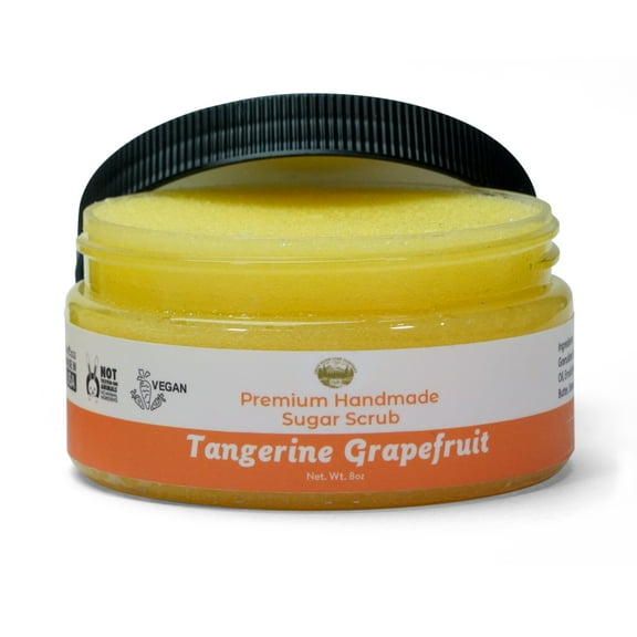 Tangerine Grapefruit Sugar Body Scrub - 8oz Premium Handmade Sugar Scrub, Great as a Face Scrub & Exfoliating Body Scrub for Acne Scars, Stretch Marks, Foot Scrub, Great Gifts For Women - Falls River