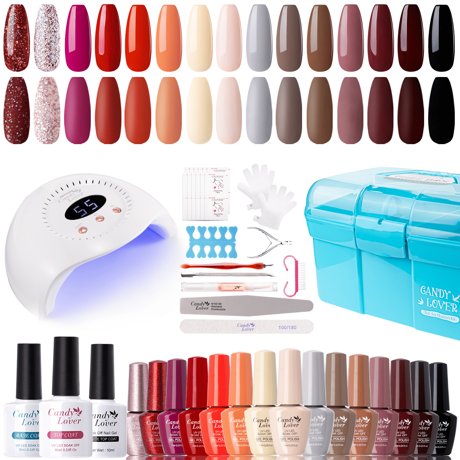 Candy Lover Gel Nail Polish Kit with UV Lamp, Natural Quick Dry Longer