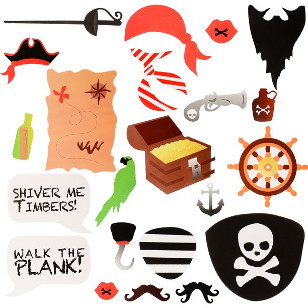 22 Pieces Photo Booth Props Diy Photo Kit With Wood Sticks Pirate Paper Pros For Children S Birthday And Graduation Party Walmart Com Walmart Com
