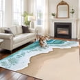 thumbnail image 3 of Turquoise Ocean Large Area Rugs for Bedroom Living Room, Soft Non Slip Carpet Bedside Rug, Gradient Brown Shore Sandy Beach Abstract Rectangle Floor Cover Kitchen Accent Rug 6'x9' for Office, 3 of 9