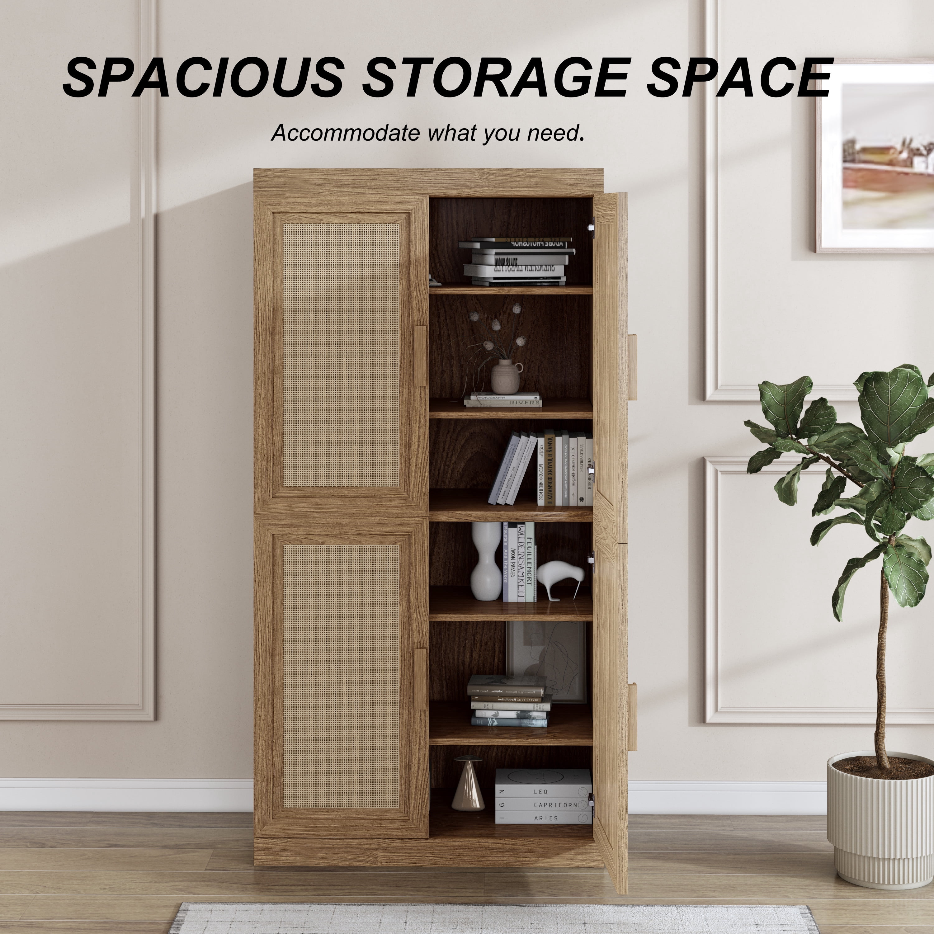 MAYEERTY Entryway Storage Cabinet Wood Accent Cabinet for Living Room,Brown