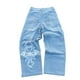 thumbnail image 3 of Pantalones vaqueros holgados a rayas estilo hip hop para hombre y mujer, ropa de calle, estilo harén, estilo Y2K, de tiro alto y pierna ancha, color negro, 3 of 5