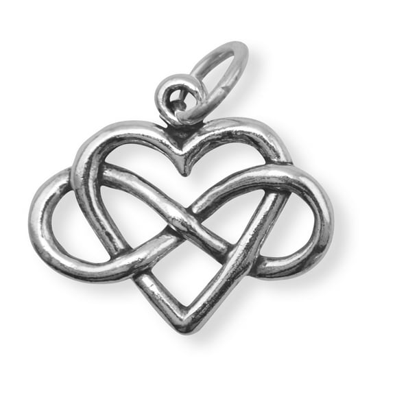 Heart Charm with Infinity Symbol Sterling Silver