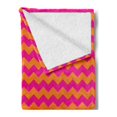 thumbnail image 2 of Orange and Pink Soft Flannel Fleece Blanket, Horizontal Zigzag Pattern Chevron Stripes in Vibrant Colors Geometric, Cozy Plush for Indoor and Outdoor Use, 50" x 60", Orange Magenta, by Ambesonne, 2 of 5