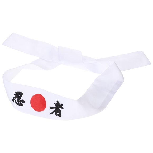 Headband Hair Bands Sushi Chef Japanese Bushido Ninja Print Curls Tie White Cotton Fitness Child