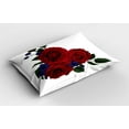 thumbnail image 2 of Ambesonne Rose Pillow Sham 2 Pack, Red Bloom Gentle Florets, 26"x20", Hunter Green Violet Blue, 2 of 3