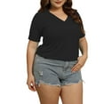 thumbnail image 2 of Otvok Womens Oversized V-Neck Short Sleeve Summer Bottom Shirt with Split Hem T-Shirt, 2 of 6