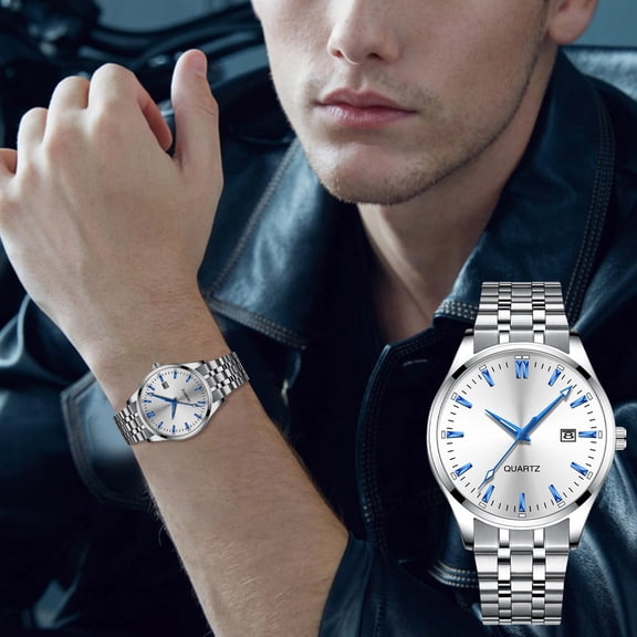 Mens Stainless Steel Analog Watch Mens Wrist Dress Water Proof Watch Quartz Classic Work Business Casual Watch With Roman Numeral