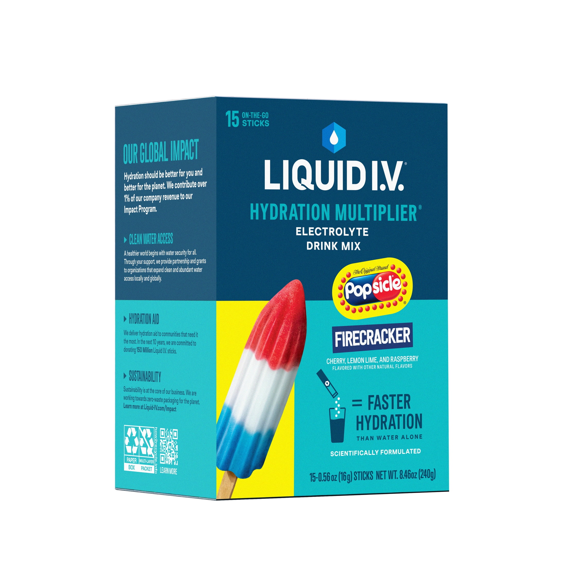 Liquid I.V.® Popsicle Firecracker Hydration Multiplier® Powdered Electrolyte Drink Mix, 15 Count Packets