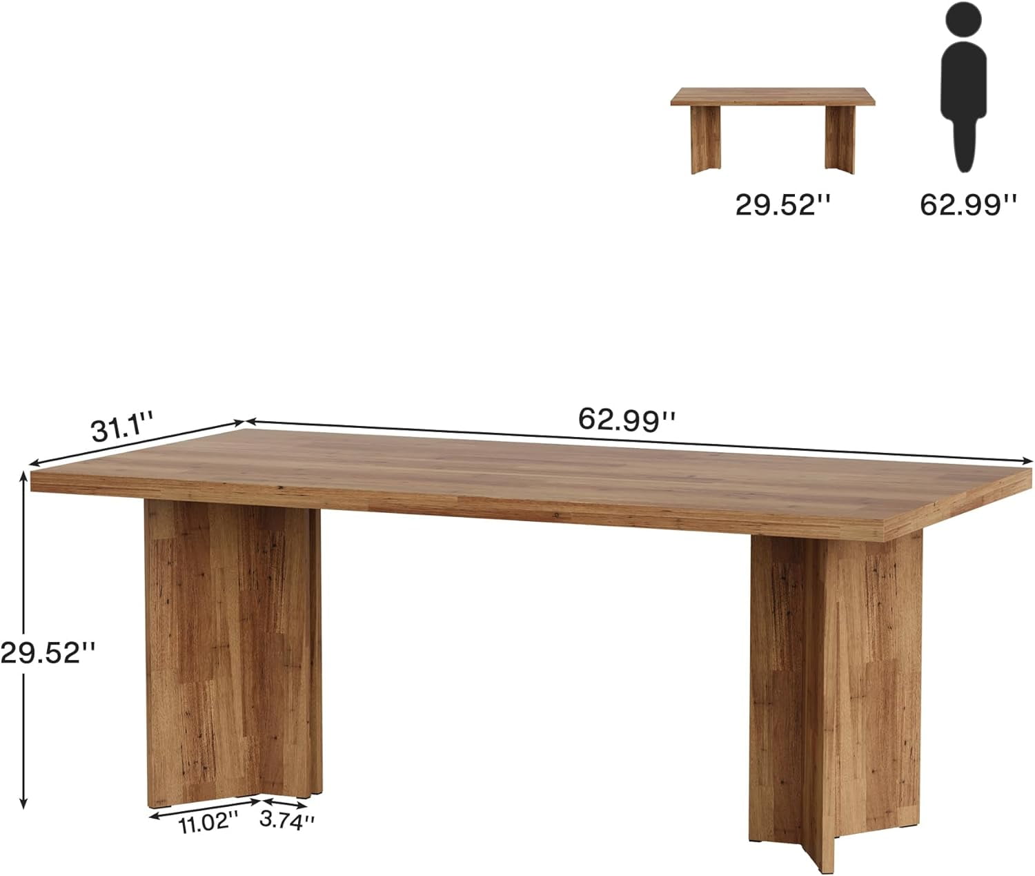 Tribesigns 63" Executive Desk, Vintage Wood Office Computer Desk Workstation for Home Office, Walnut