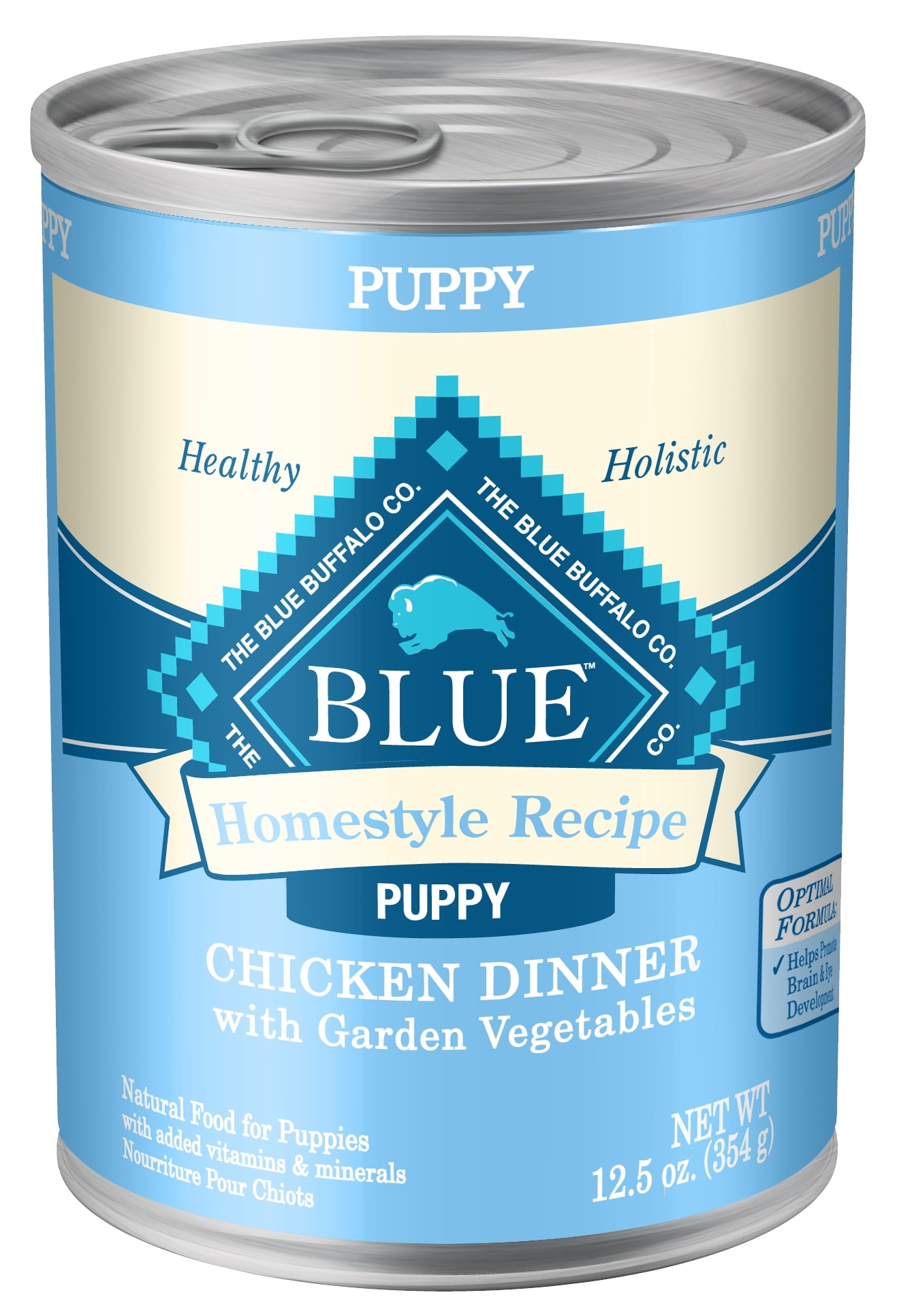Blue Buffalo Homestyle Recipe Natural Puppy Wet Dog Food, Chicken 12.5oz can (Pack of 12