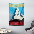 thumbnail image 1 of Switzerland Tapestry, Mount Matterhorn Monte Cervino Peak Silhouette Poster Design, Wall Hanging for Bedroom Living Room Dorm Decor, 40W X 60L Inches, Yellow Blue Dust Vermilion, by Ambesonne, 1 of 2