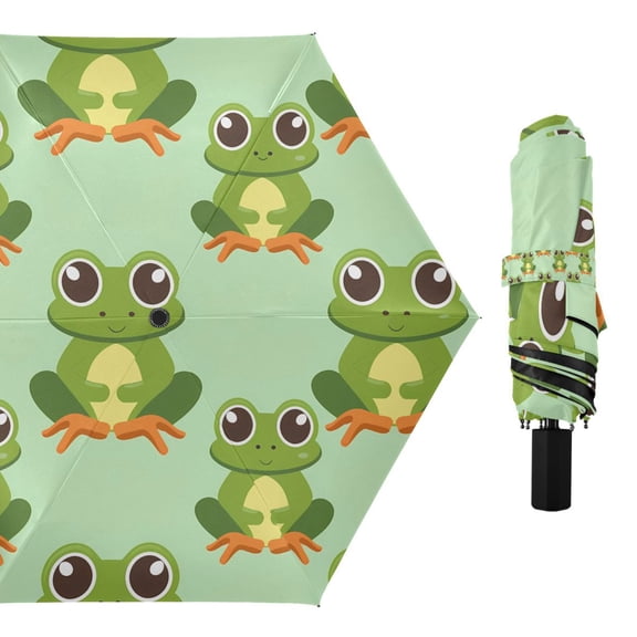 Lovely Frogs Compact Sun Umbrella Windproof Travel Umbrellas for Rain Strong Portable UV Protection