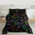 thumbnail image 2 of Manfei Kawaii Line Cat Bedding Comforter Set,Multicolor Cartoon Kitten Twin Comforter Sets,Neon Watercolor Bedding Set For Kids,Breathable Home Decor Reversible,2pcs, 2 of 8