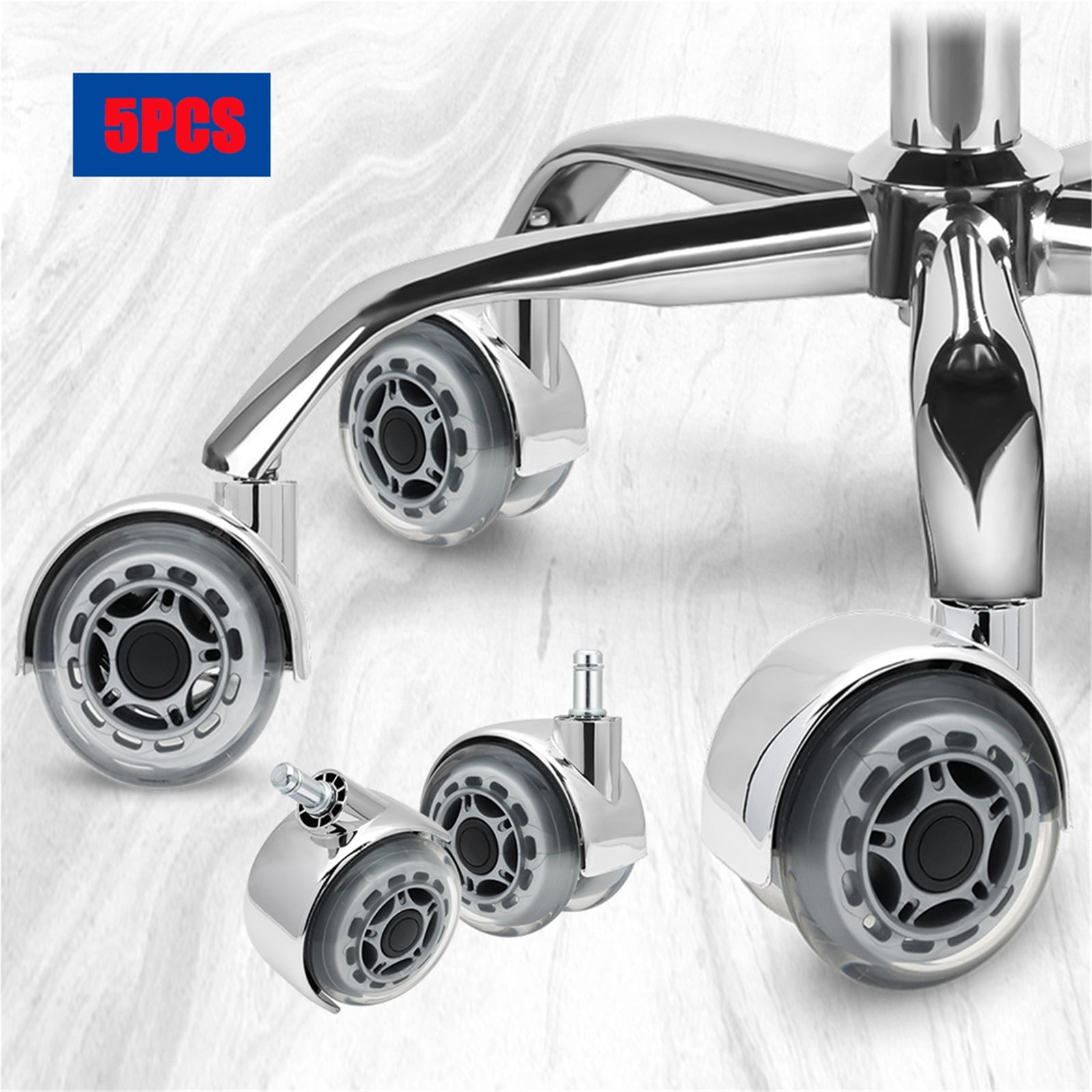 5pcs Office Chair Caster Wheels Swivel Rubber Caster Wheels Can Bearing 300lb Heavy Duty Rotatable Swivel Silent Casters ,Easy to Install
