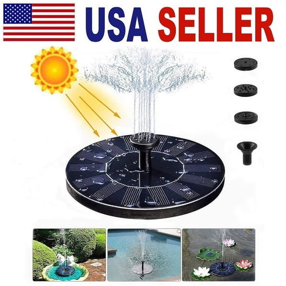 Solar Fountain, Free Standing Solar Water Pumps with 4 Different Spray Pattern Heads for Garden, Pond, Pool, Fish Tank