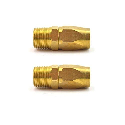 Interstate Pneumatics HRPZ26-06-2PK 3/8" Reusable Solid Brass Hose-End Repair Fitting 3/8" NPT Male Polyurethane Hose (HU16 Series) (Pack of 2)