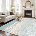thumbnail image 3 of Blue Coastal Coral 5'x7' Area Rug, Summer Beach Ocean Abstract Art Washable Non-Slip Soft Rugs, Low-Pile Large Carpet for Living Room Bedroom Dining Room, Non-Shedding Accent Rug, 3 of 9