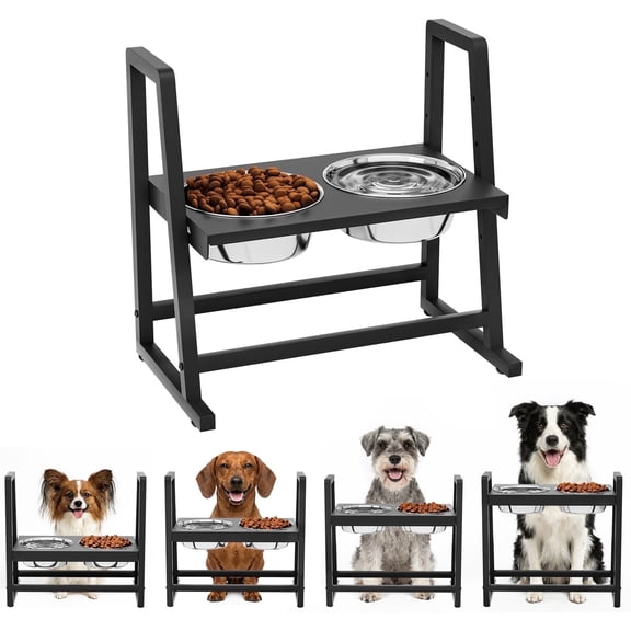 Enogets Elevated Dog Feeder with Stainless Steel Bowls, Adjustable 4-Level Height for Large Dogs, Easy-Clean Stand