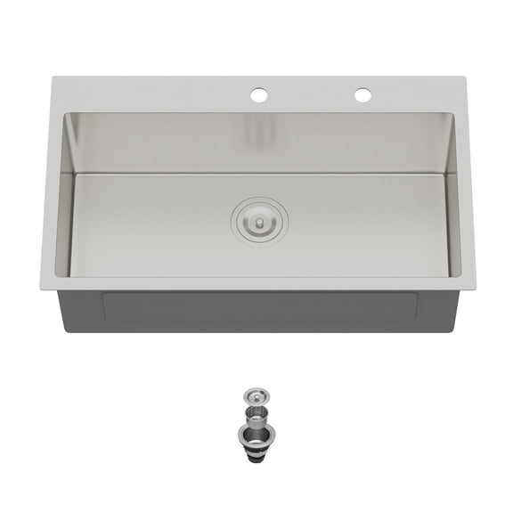 33"x19"x9" Drop In Kitchen Sink, 16 Gauge 304 Stainless Steel 9 Inch Deep Single Bowl Topmount Sink with Drain Strainer