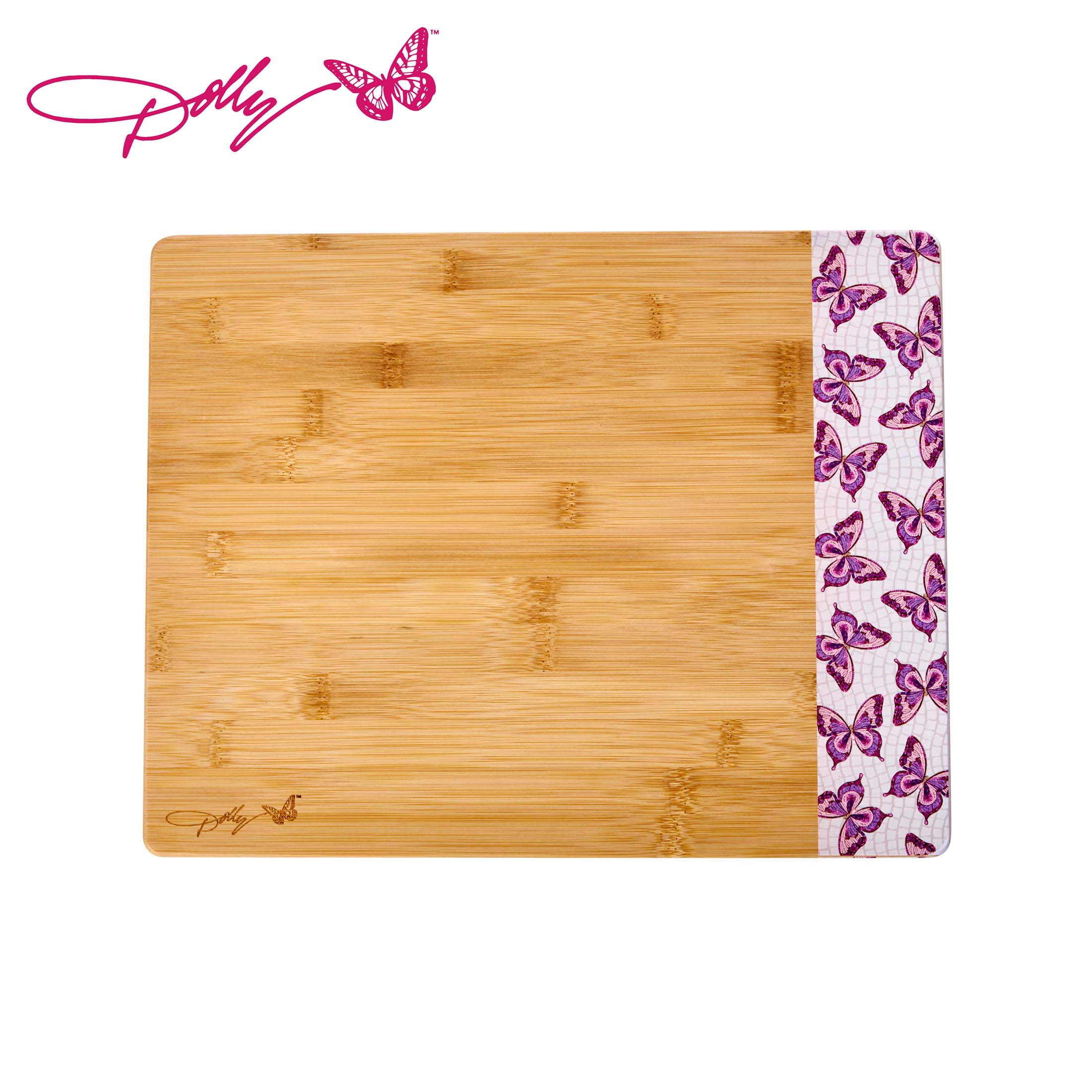 Dolly Parton Bamboo 11" x 14" Reversible Cutting Board with Pink Butterfly Print