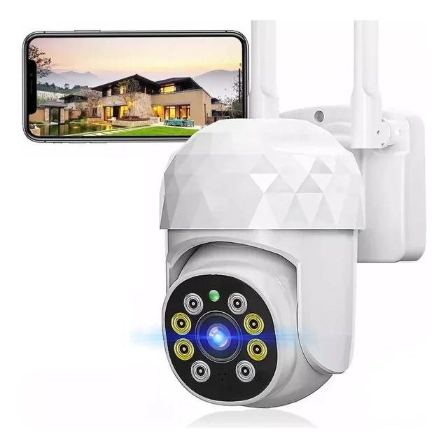 Cámara de seguridad Lumoku Cámara de seguridad WiFi inalámbrica con resolución 2MP visión nocturna incluida color blanco