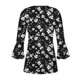 thumbnail image 4 of CYMMPU Tunic Tops 3/4 Sleeve Fall Trendy Shirts Loose Fit Spring Tops Button V Neck Flare Sleeve Flower Printed Blouses for Women Dressy Casual Empire Waist A Line T-Shirts Multicolor L, 4 of 5