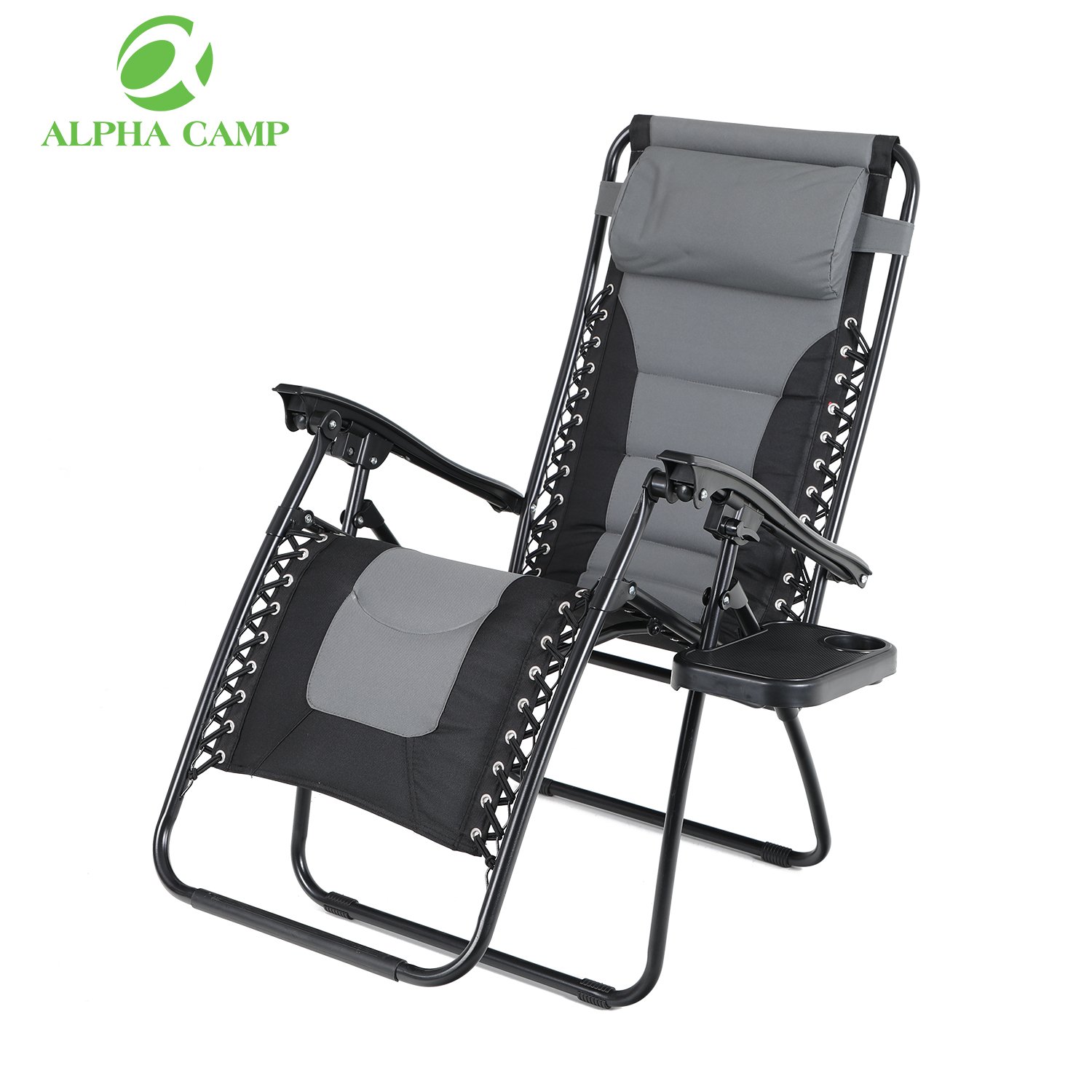 ALPHA CAMP Outdoor Zero Gravity Chair Folding Padded Recliner Camping Chair with Cup Holder