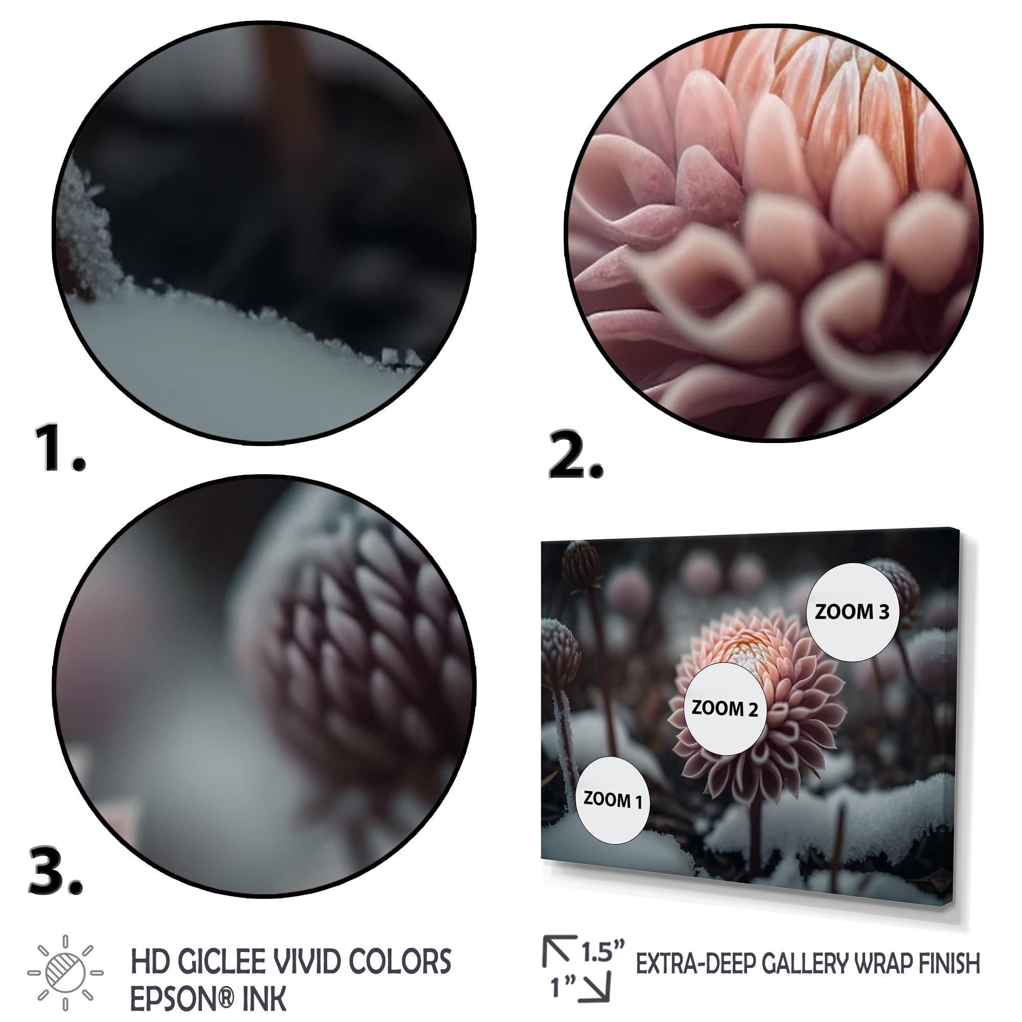 Designart A Blooming Pink Dahlia Flower In Winter II Canvas Wall Art