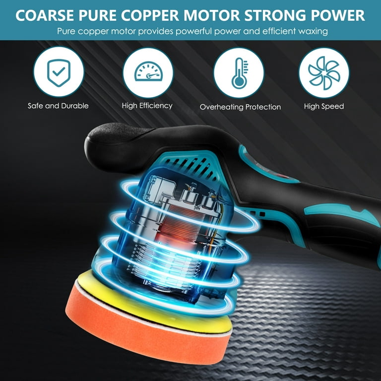 HUKOER Cordless Car Buffers Polishers Kit 7500 RPM 2 Pcs Batteries