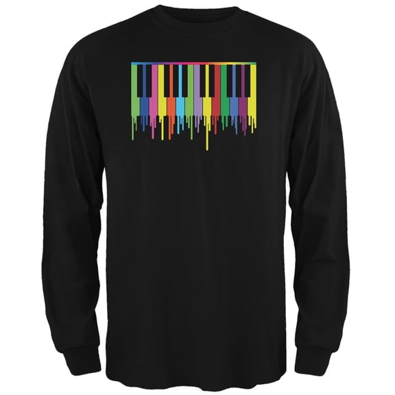 Piano Keys Black Adult Long Sleeve T-Shirt - Small