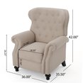 thumbnail image 3 of Mid Century PU Leather Recliner Chair with Wood Legs, Vintage Accent Chair with Thick Cushion and Footrest, Push Back Recliners Armchair for Bedroom/Office/Reading Spaces, Wheat, 3 of 9