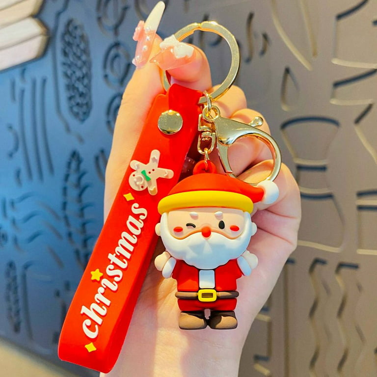 Funny Key Chain Creative Christmas Santa Claus Christmas Key Chains Key Ring  Car Key Accessories Bag Pendant Decoration B 