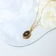 thumbnail image 5 of Collar colgante de acero de titanio, joyería geométrica que gotea estrella ovalada, collar colgante retro francés, 5 of 5