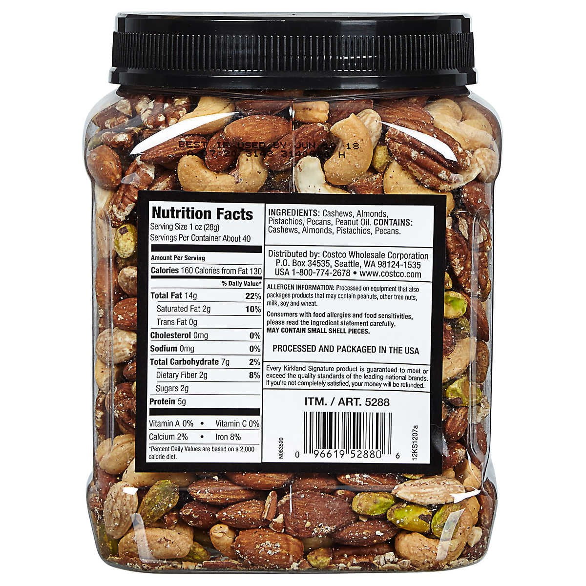 Kirkland Signature Unsalted Mixed Nuts, 2.5 Pounds