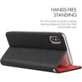 thumbnail image 2 of iPhone Xs Genuine Cowhide Leather Wallet Case,Headset Winder,Flip Folio Magnetic Closure,Card Holder Slots,Kickstand,Cash Pockets Wrist Strap Cover Case for iPhone X,5.8",Black, 2 of 9