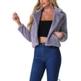 thumbnail image 4 of CHAQUETA CORTA DE PIEL SINTÉTICA SUELTA DE MODA INVIERNO PARA MUJERES CHIC XL GRIS MORADO, 4 of 6