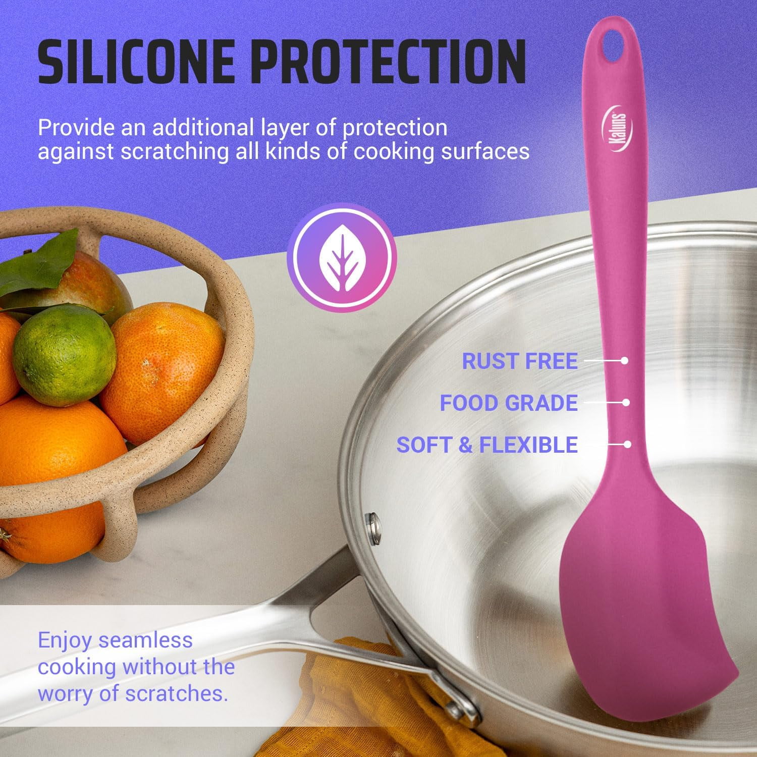 Kaluns Silicone Cooking Utensils Set 24 Pcs - Premium Heat Resistant Cooking Set & Kitchen Essentials - Non-Stick Kitchenware with Stainless Steel Handles