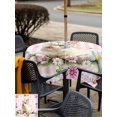 thumbnail image 4 of Outdoor Tablecloth with Umbrella Hole and Zipper, Easter Cute Bunny Square Table Cloth 54x54 Inch Waterproof Tablecloth, Colorful Eggs Spring Daisy Flowers Pink Plaid Picnic Table Cover for Patio, 4 of 7