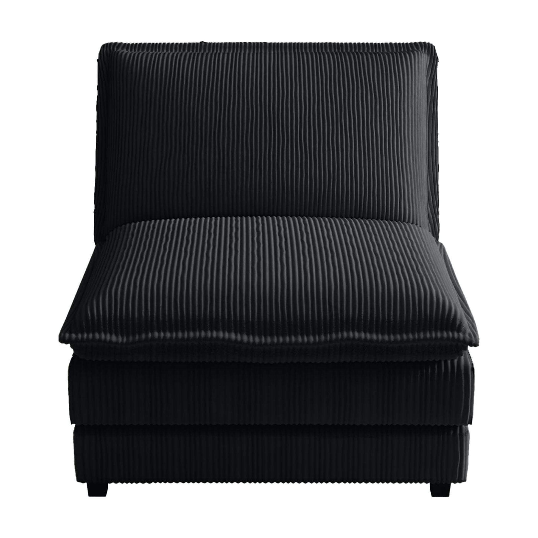 Vinform Upholstered Armless Sofa Chair, Compose 2/3/4 Seat Couch, Black