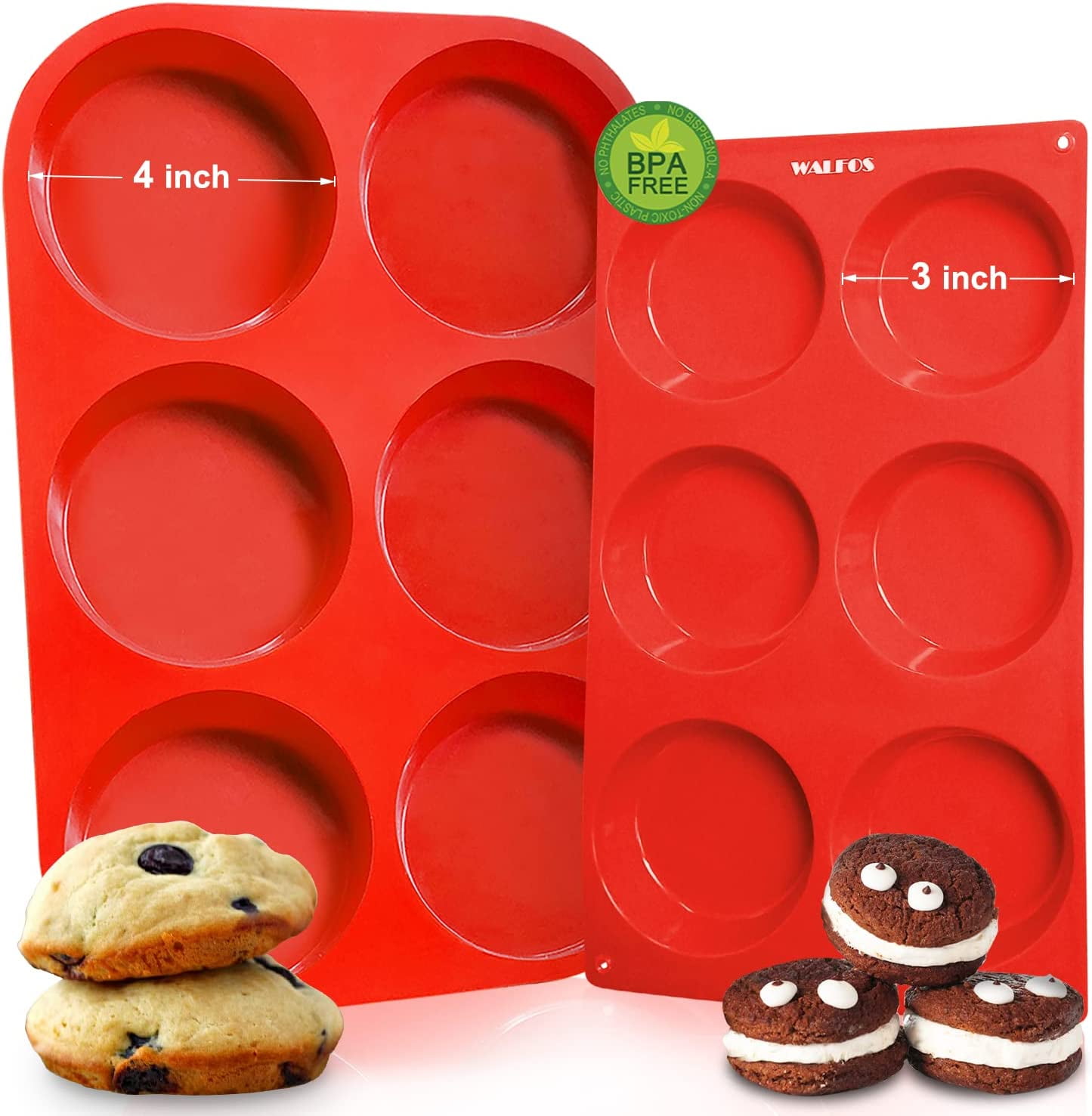 Silicone Muffin Top Pan Set, NonStick Whoopie Pie Baking Pans, Food