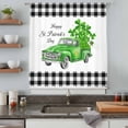 thumbnail image 5 of St. Patrick's Day Sheer Curtains 45 Inches Long, Spring Three Leaf Grass Truck Black Plaid Light Filering Curtains, Breathable Simi Curtain Privacy Drapes for Kitchen Bathroom Small Window Treatment, 5 of 9