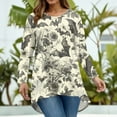 thumbnail image 4 of Abcomgle 4xl Womens Halloween Shirts Cute Vintage Floral Print T Shirts for Women Plus Size Crewneck Long Sleeve Tunic Top for Women Holiday Casual Halloween Clothes for Women,XL, 4 of 4