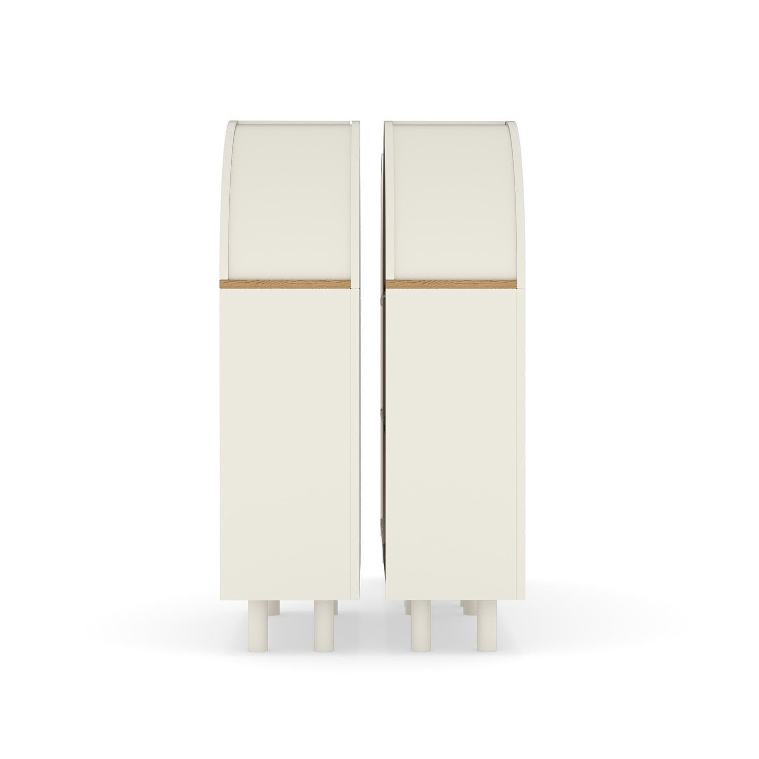 Hommoo 3-Tier Shelves Arched Bookcase Storage Cabinet Set,2 Pcs Wooden Modern 37.4"H Arched Top Bookshelf for Living Room, Bedroom, Entryway, White Oak