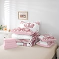 thumbnail image 6 of Manfei Pink Princess Crown 7-Piece Twin Bedding Sets for Girls, Vintage Flower Bowknot Bedding Comforter Set, Chic Ribbon Reversible Sheet Sets, Lightweight Room Decor, 6 of 8