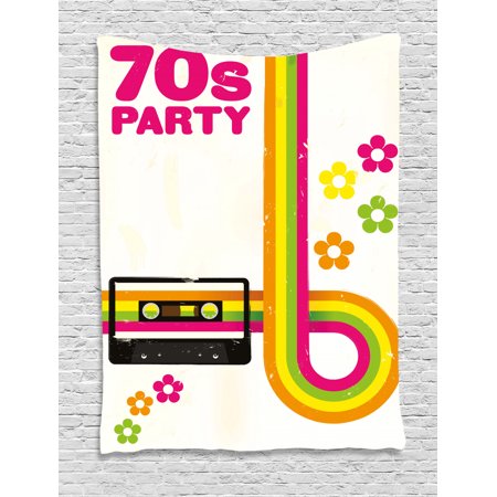 70s Party Decorations Tapestry Party Flyer Inspired Cute Curved