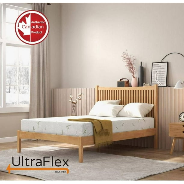 UltraFlex EasySleep- Canadian-Made Medium Firm Gel Infused Reversible Comfort With Pressure Relief, Cooling Technology, Bamboo Cover, CertiPUR-US® Certified Foam (Made in Canada)