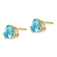 thumbnail image 2 of Real 14kt Yellow Gold 8mm Trillion Blue Topaz Earrings; for Adults and Teens; for Women and Men, 2 of 3