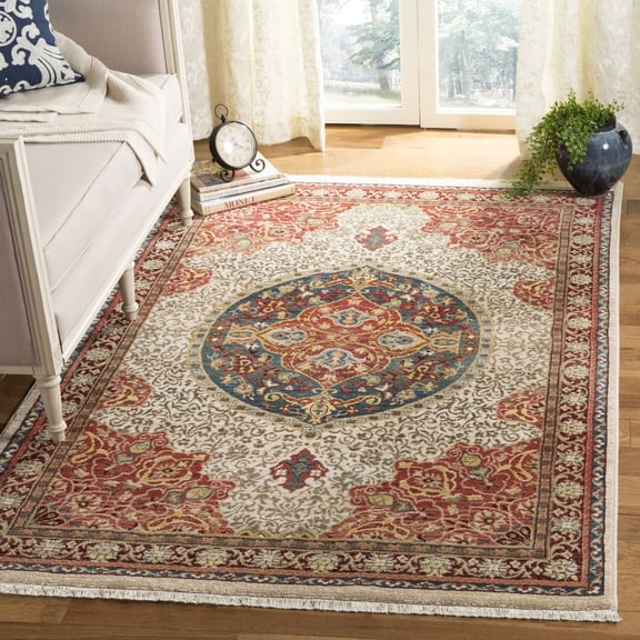 SAFAVIEH Kashan Mason Oriental Area Rug, Ivory/Red, 4' x 6'